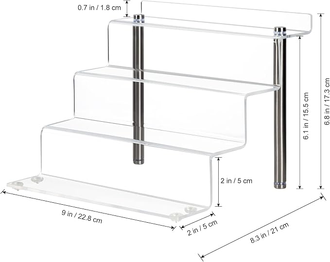 Acrylic Riser Shelf 4 Tier Clear Display Stand - Image 2