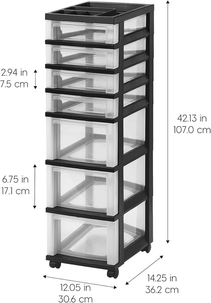 IRIS USA Plastic Drawer Storage Organizer Rolling Cart, - Image 3