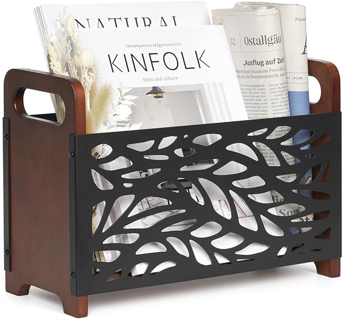 Magazine Holder, Wood Magazine Rack, Rustic Magazine File Holder, Magazine by QILICHZ