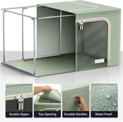 Metal - Frame Foldable Storage Box - Stackable Fabric Organizer - Image 2