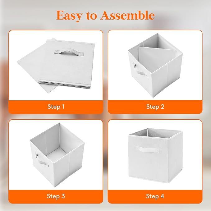 Lifewit Storage Cubes, 11 Inch Organizer Bins, 18L White, 6 Packs | Foldable - Image 4