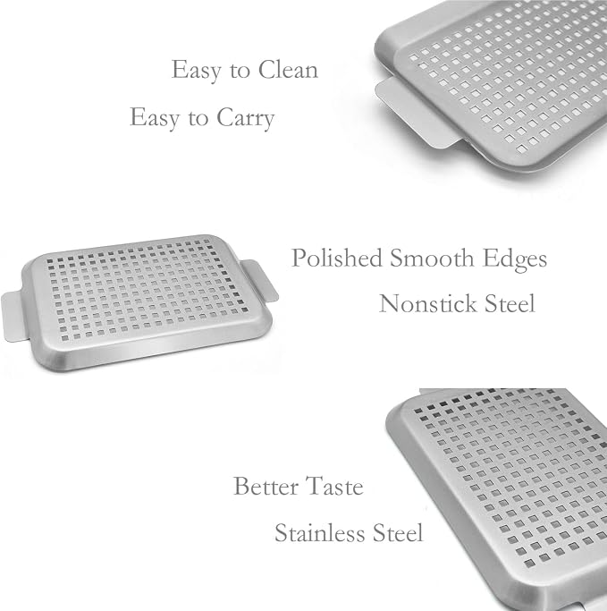 Grill Topper Non-Stick Stainless Steel BBQ Tray - Image 3