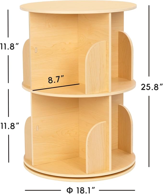 OOOK 2-Tier Kids Rotating Bookshelf, Corner Book Shelf - Image 3