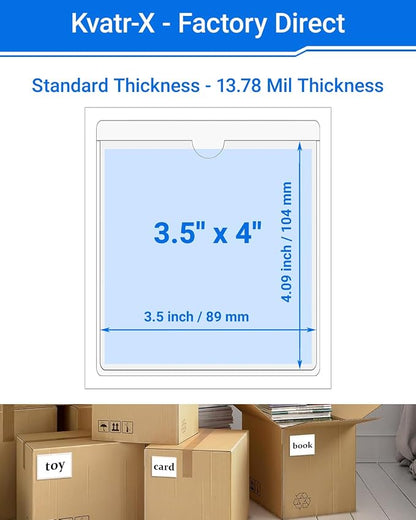 20 PCS Clear Self Adhesive Plastic Label Pockets, Top Loading Business & - Image 2