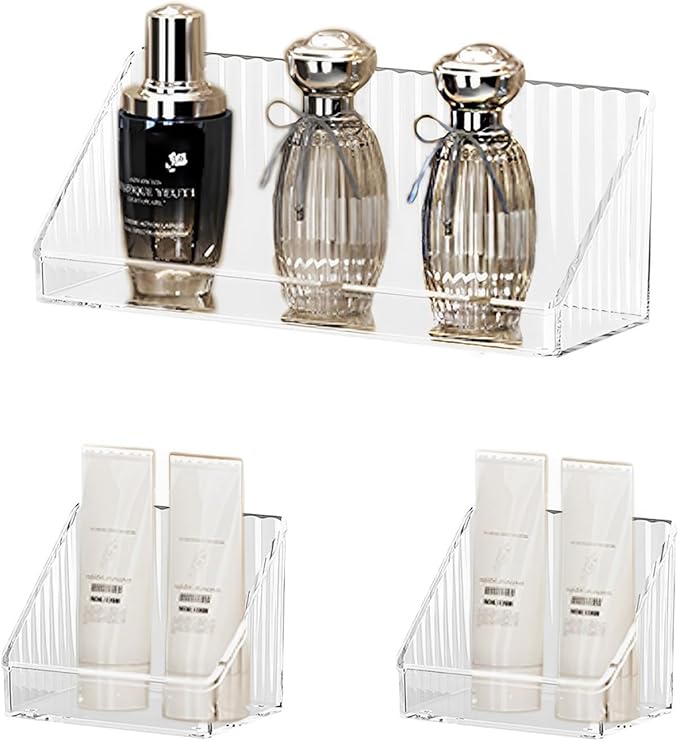 3 Pcs Medicine Cabinet Tray Organizer, Small Adhesive Bathroom Vanity Floating - Image 6