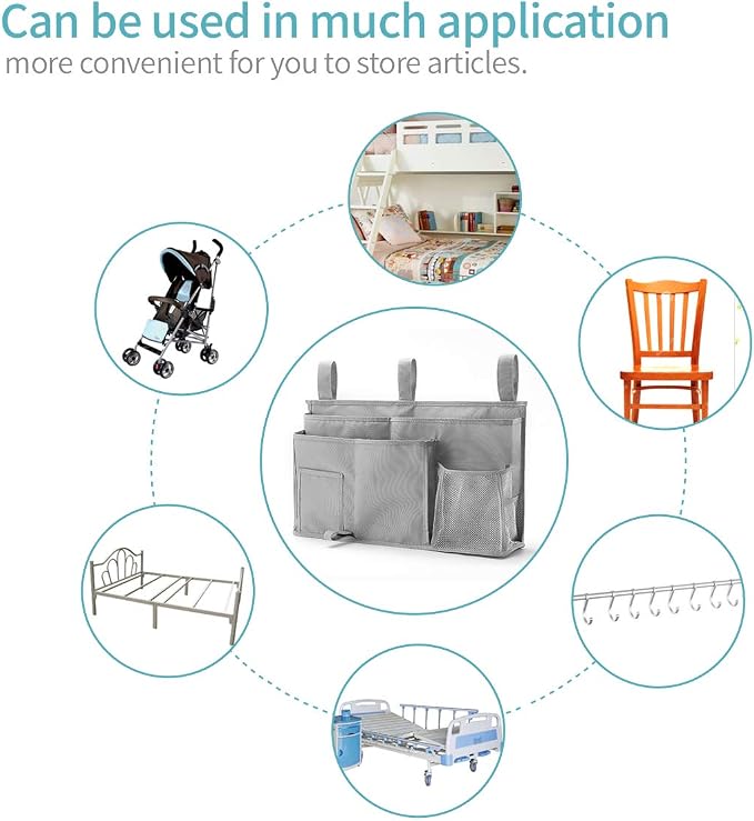 Bseash Bunk Bed Organizer, Bedside Caddy Hanging Bed Organizer Storage Bag 8 - Image 5