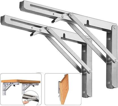 Folding Shelf Brackets, Max Load 300 lb, Heavy Duty Stainless Steel Collapsible - Image 8