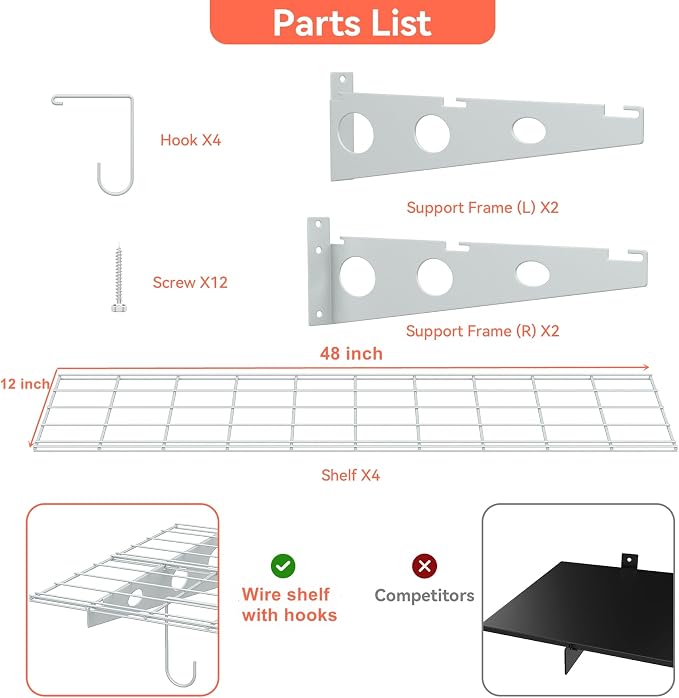 TORACK 2-Pack Garage Wall Shelves - Image 6