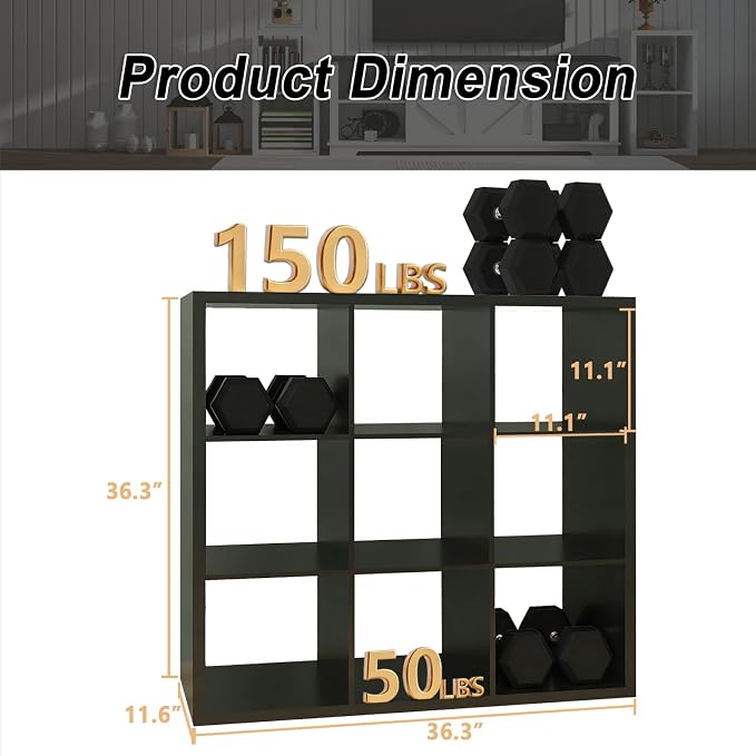 [2026 Wooden Thick Frame 9 Cube Storage Organizer Shelf - Image 3