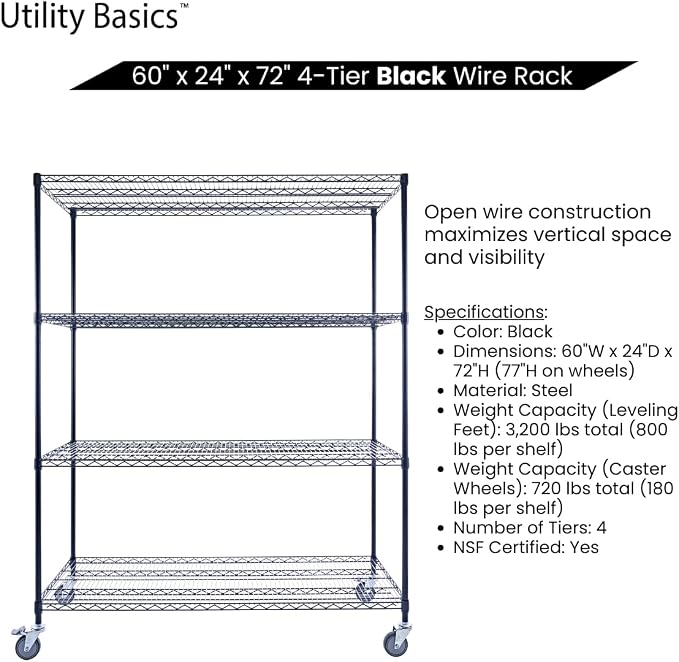 NSF Commercial 4-Tier Wire Shelving - Image 6