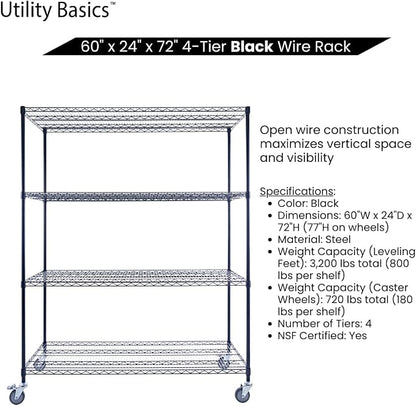 NSF Commercial 4-Tier Wire Shelving - Image 6