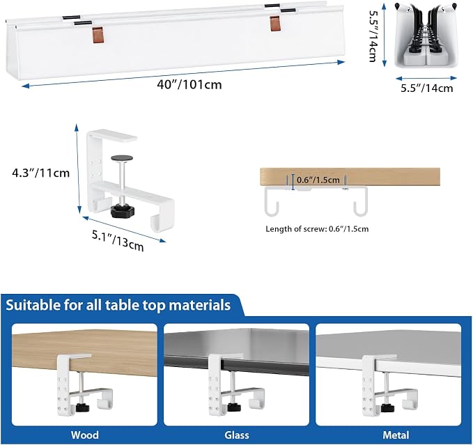 Zilink Large Cable Management Under Desk 40" No Drill Desk Cable Management - Image 5