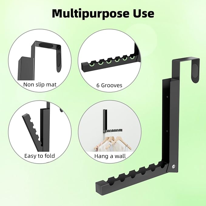 BAKON Over The Door Hanger Folding Clothes Drying Rack, Folding Hanging Coat - Image 5