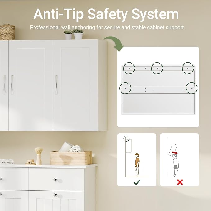 SoBuy Bathroom Wall Cabinet, Large 3-Door, 23.6 x 11.8 x 35.4 in, Kitchen & - Image 7