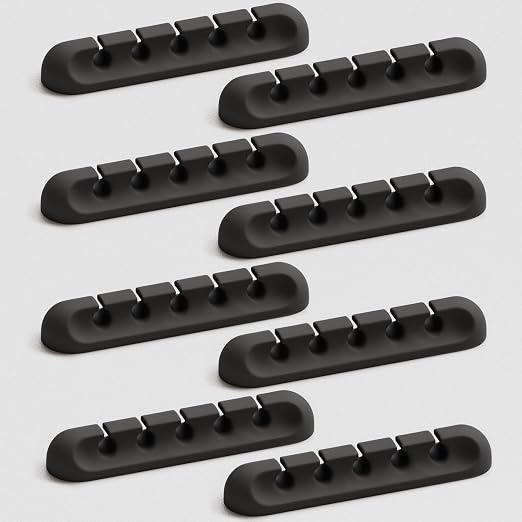 USB Cable Organizer Clips Cord Holder, 8 Packs Black Self Adhesive Desk Cord by Apromisith