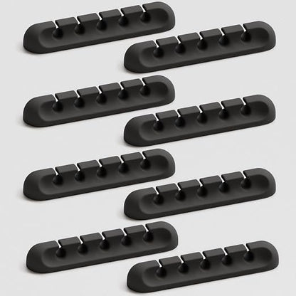 USB Cable Organizer Clips Cord Holder, 8 Packs Black Self Adhesive Desk Cord by Apromisith