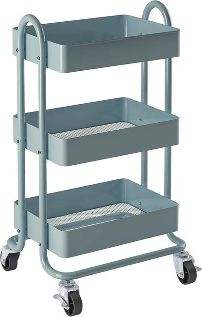 Metal Rolling Cart, 3-Tier Metal Rolling Cart by Elitehouse