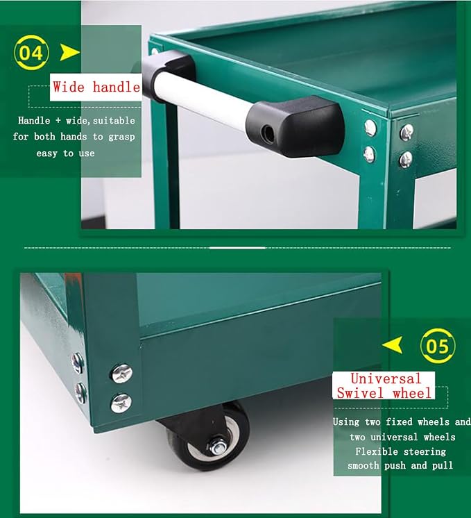 ICEMOB Utility Service Cart, 3-Tier Commercial Tool Cart Mobile Work Table - Image 5