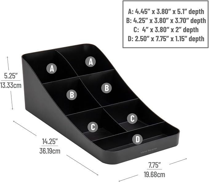 Mind Reader 7-Compartment Coffee Condiment Organizer, Cup and Lid Holder - Image 3