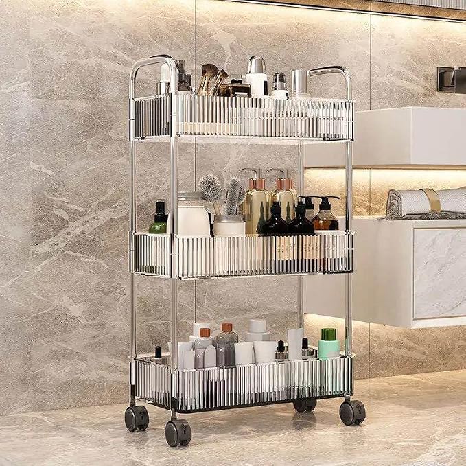 Sooyee Clear 3-Tier Plastic Rolling Utility Cart - Image 7
