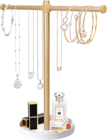 Necklace Stand Aesthetic Necklace Holder: 12.9" Glod Metal Necklace Organizer by Bodkar