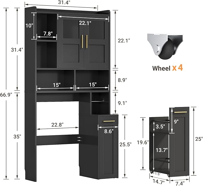 ELYKEN Over The Toilet Storage Cabinet - Image 3