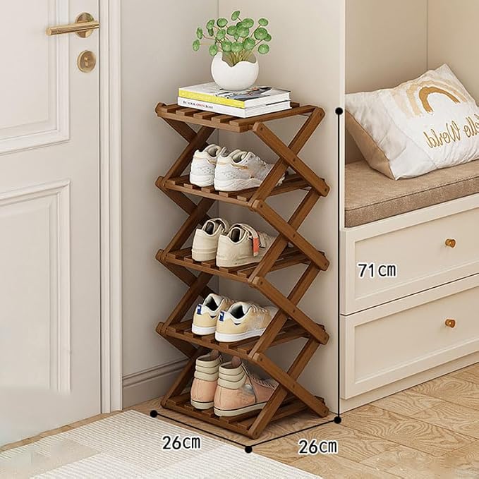 YYW Bamboo Shoe Rack for Entryway, Installation-Free and Foldable Vertical Shoe - Image 2