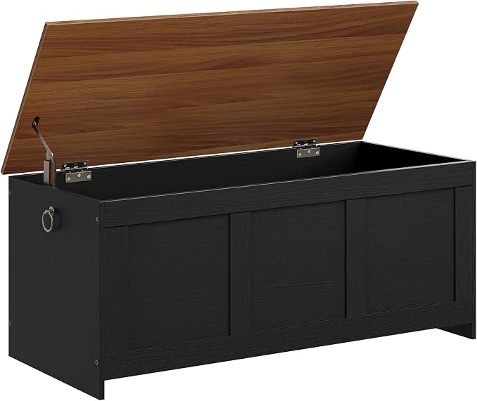 HOOBRO Storage Bench, 47.2" Retro Wooden Storage Chest, Wooden Storage Trunk by HOOBRO