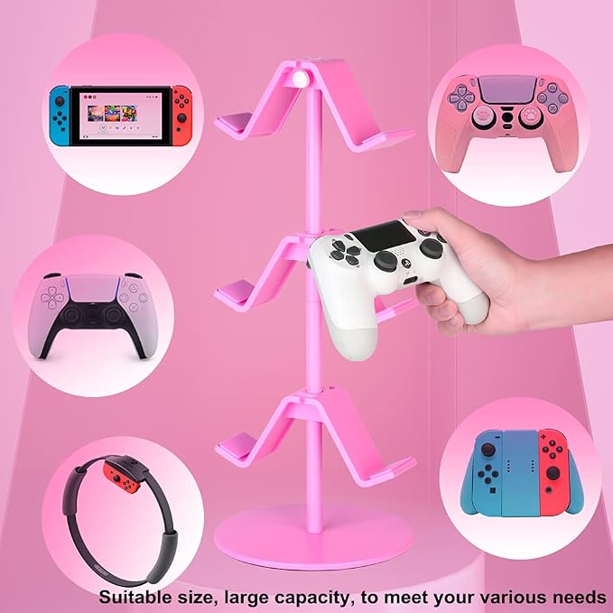 Controller Holder Pink, Headphone Stand, 3 Tier Multi Adjustable Game - Image 6