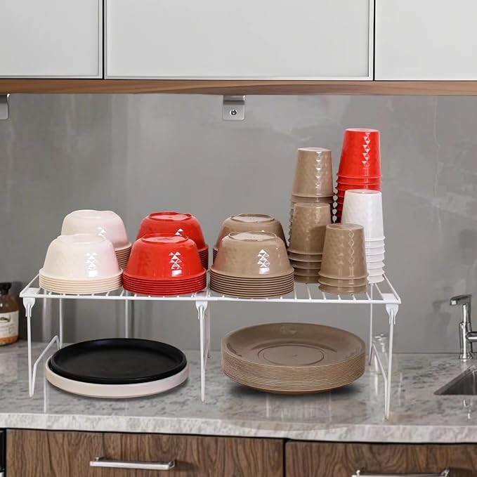 1/2-Piece Set freezer organizer, Stackable Cabinet Organizer Shelves, Foldable - Image 6