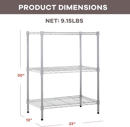 NChanmar 3-Tier Wire Shelving Unit Storage Shelves Shelf Organizer 30"x23"x12" - Image 2