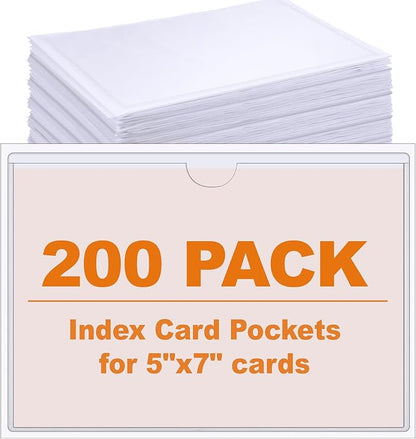 Outus 200 Pack 5x7 Inch Self Adhesive Label Pockets Bulk Plastic Labels Holders by Outus