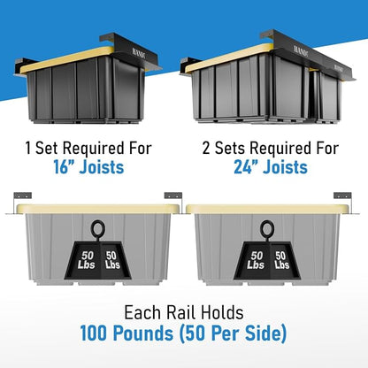 USA Based Overhead Garage Storage Rack, Connectable Heavy Duty Metal Ceiling - Image 5