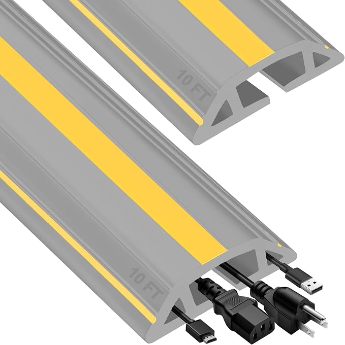 MYFAMIREA 20FT Floor Cord Cover Heavy Duty Cable Cover Protector 3 Channels by MYFAMIREA