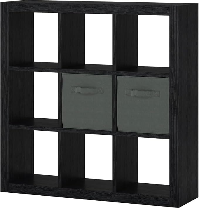 Bookshelf with Storage Bins, 9-Cube Storage Organizer Sturdy Wooden Bookcase - Image 9
