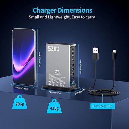 520W 8-Port USB-C Charging Station – 4×100W PD + 4×30W | Fast charger block - Image 5