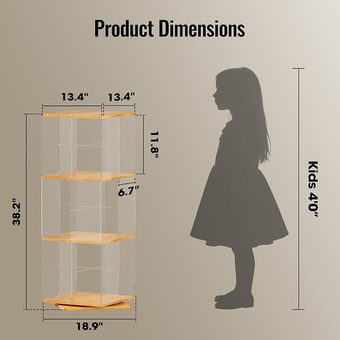 TAKEKIT 3-Tier Rotating Bookshelf, 360° Spinning Book Shelf Tower - Image 2