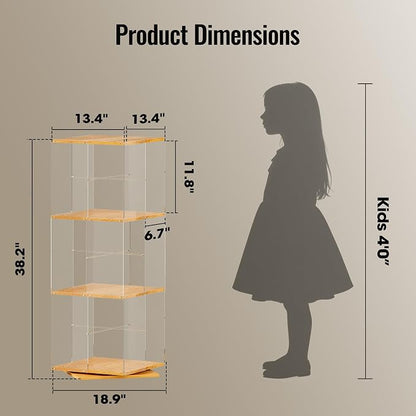 TAKEKIT 3-Tier Rotating Bookshelf, 360° Spinning Book Shelf Tower - Image 2