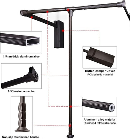 Pull Down Closet Rod for Hanging Clothes, Retractable Wardrobe Hanger for - Image 5