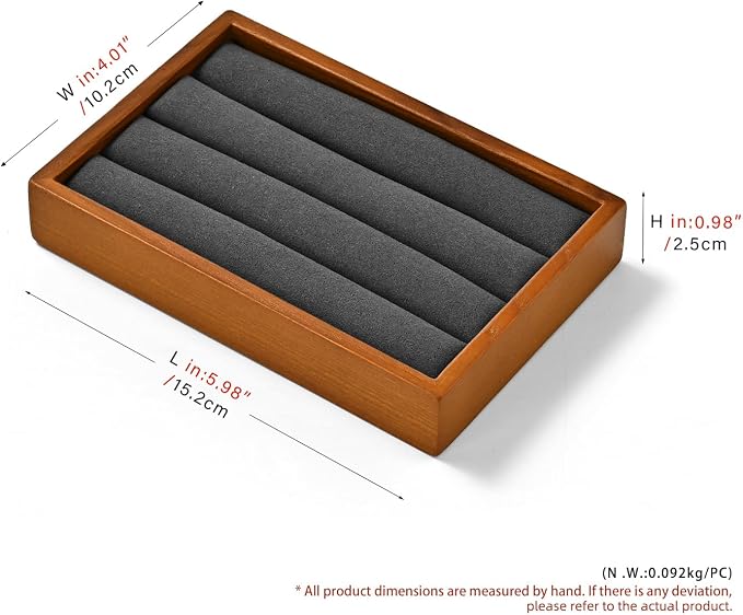 Solid Wood 3-Slots Jewelry Ring Display Tray Showcase Small Jewelry Display - Image 5