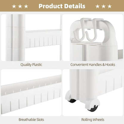 3 Tiers Slim Rolling Storage Cart, 3.5 Inches Slim Slide out Bathroom Organizer - Image 3