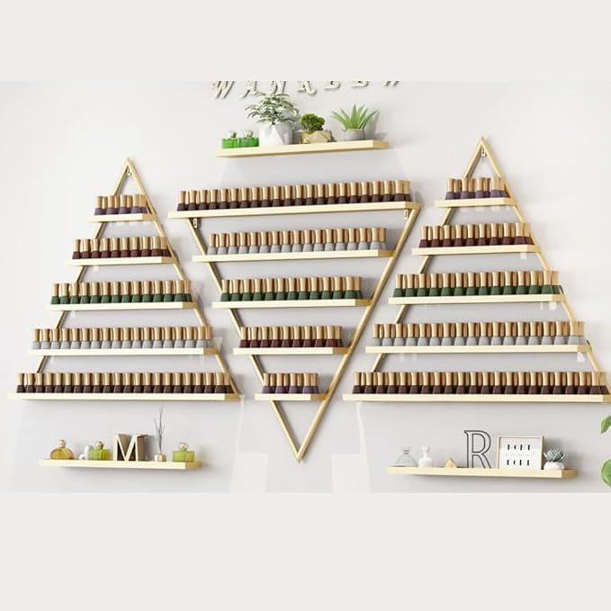 Elegant Gold Wall Mounted Nail Polish Rack by Unknown