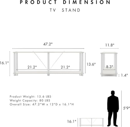 Homes: Inside + Out Apexa Modern 2-Tier Extra Wide Shelving Units, Collectibles - Image 3