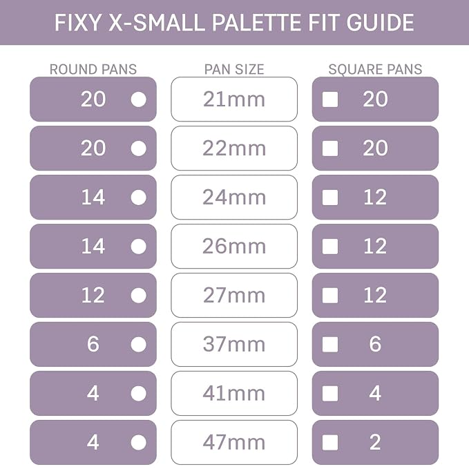 FIXY Empty Magnetic Makeup Palette Set of 3 and 20 Magnetic Metal Round Pans of - Image 4