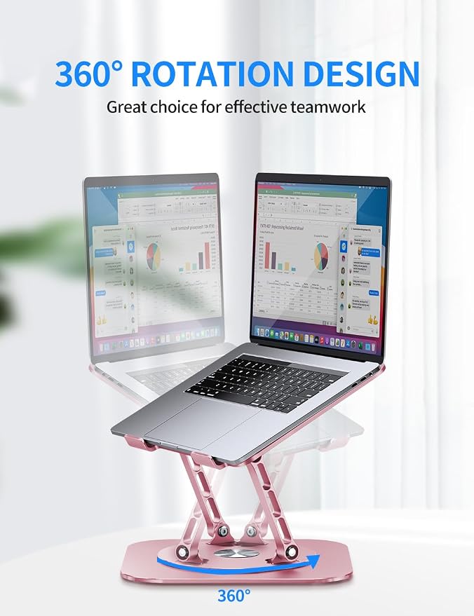 Adjustable Laptop Stand with 360 Rotating Base, Computer Stand - Image 2
