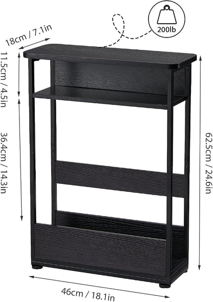 Vintage Narrow Side Table with Storage Shelf, 3 Tier Slim End Table Modern Sofa - Image 3