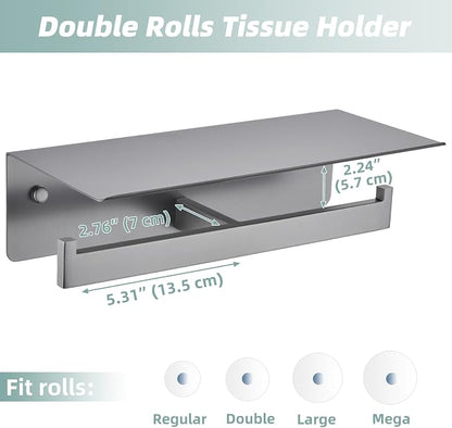 APLusee Gunmetal Gray Double Toilet Paper Holder - Image 9
