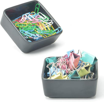2 PCS Ceramic Paper Clip Organizer, Square Dispenser by MONOSUGO