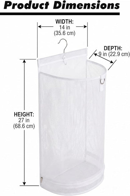ALYER Hanging Semi Round Storage Mesh Bag, Collapsible Laundry Hamper Basket - Image 2