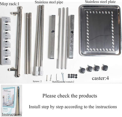 movable mop broom holder put wet mops floor standing cleaning tool rack - Image 6